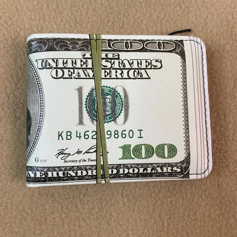 Bifold Wallet Money Holder with Gift Case Cool‎ Design for Men $100 Bill New